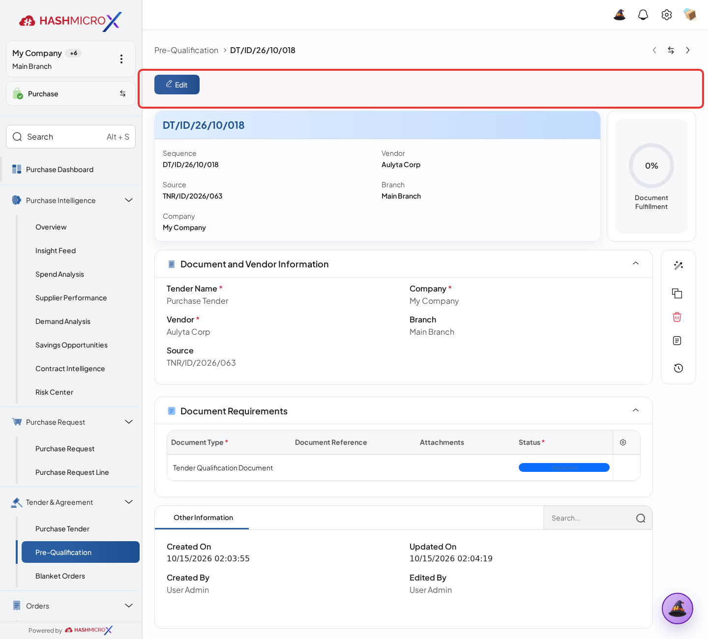 Figure 3.8.1.4 — HMX Main: Request document fulfillment action controls framed in red